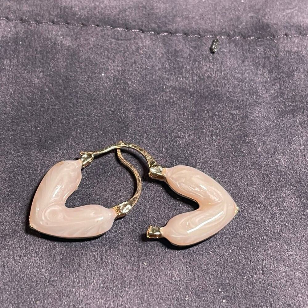 Heart shaped earrings white enamel NEW